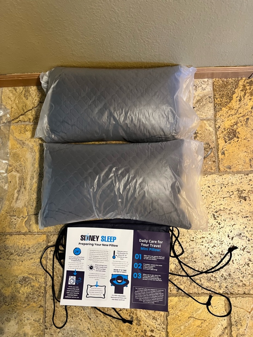 Quilted Gray Travel Pillow Pair - Supportive Mini Pillows